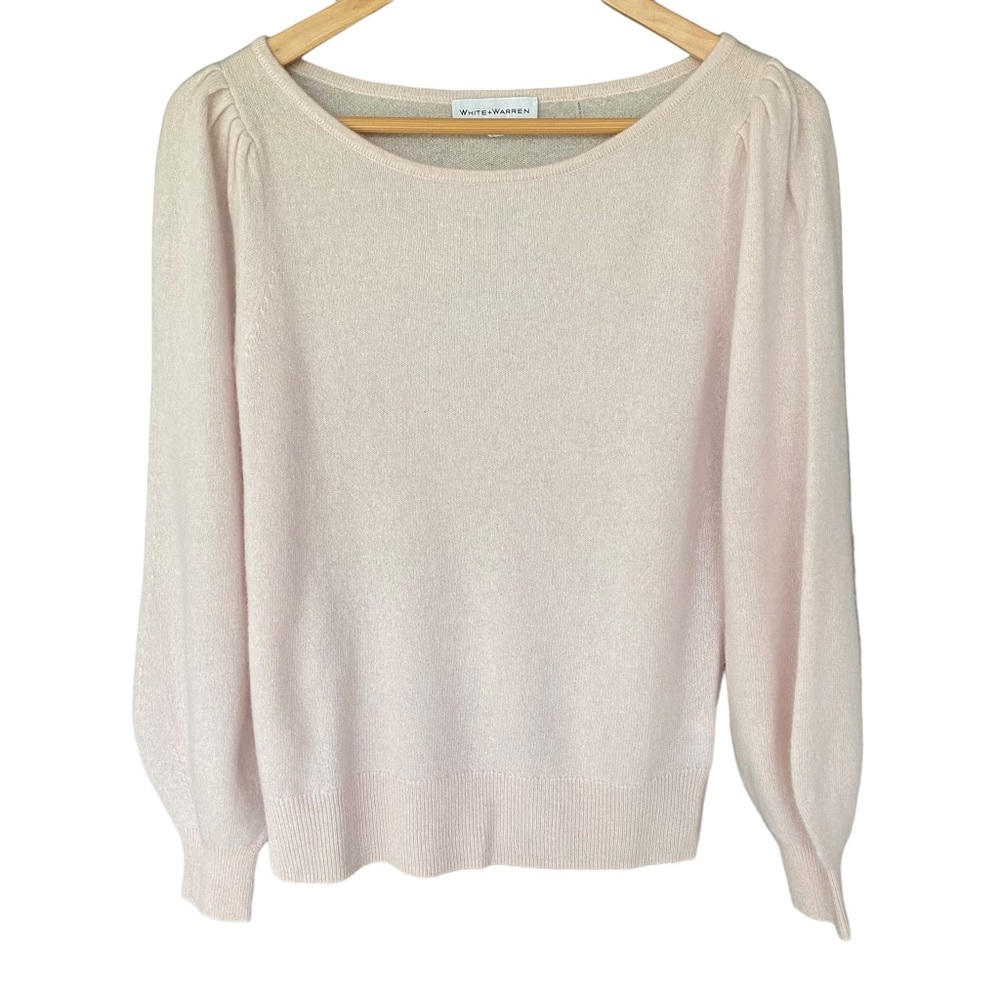 White + Warren Pale Pink Cashmere Sweater Small